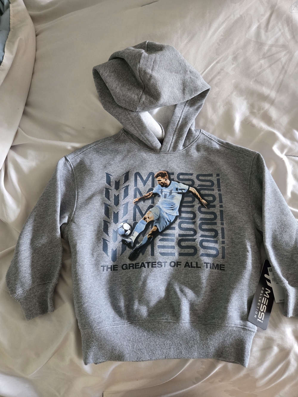 Grey Boys' Hooded Sweatshirt with Soccer Graphic
